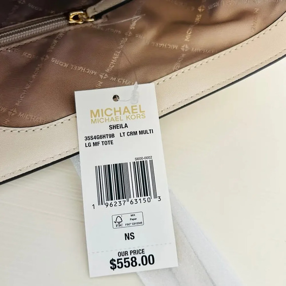 Michael Kors Sheila Large Signature Logo Tote Bag LT Cream MK - Picture 9 of 10